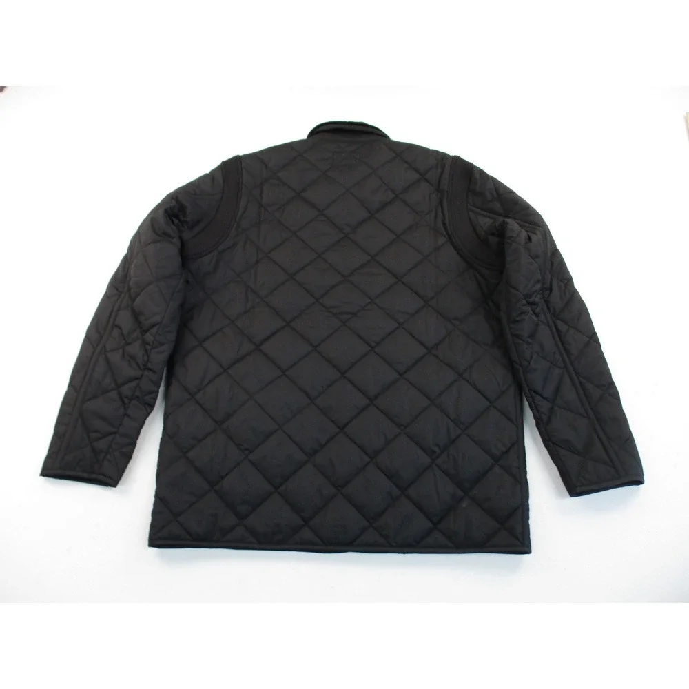 Banana Republic Quilted Jacket Mens Large Black Water Resistant Corduroy Collar